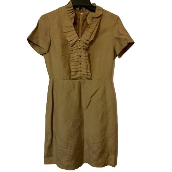 Alex Marie Linn Rayon Beige Size 4 Petite women's Front with Gold Buttons Lined - Picture 1 of 5